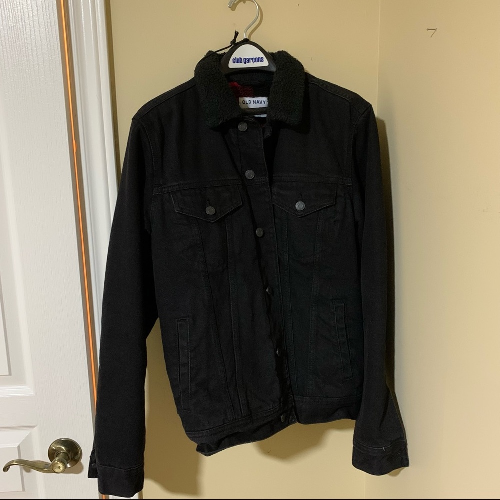 Black Denim Jacket with Sherpa Lining